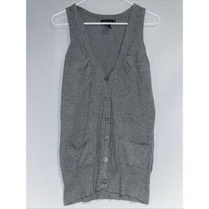 Rampage Vintage Y2K Sleeveless Sweater Cardigan Vest Tank Top Grey Preppy W, Med